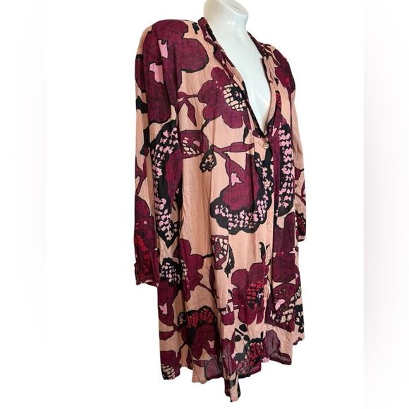 Masai Made in India Cotton Floral V Neck Tunic Top - Picture 3 of 8